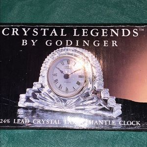 Vintage Godinger Crystal Legends 24% lead crystal large mantle desk clock
